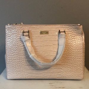 NWT Kate Spade pale pink crocodile satchel purse